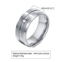 8mm Men's Band Matte Stainless Steel Simple Casual Ring