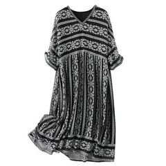 Chiffon Print V-neck Fashion Women Clothing Party Vestido Dress