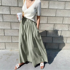 Summer Fashionable Pure Color Wide Leg Pants