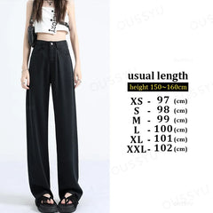 Thin Loose Straight High Waisted Pant Fashion Retro Casual Trousers