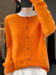Fashion Women Cardigans Cashmere Sweater O-neck Long Sleeve Knitwear