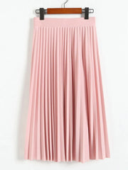 Fashion Women's High Waist Pleated Solid Color Half Length