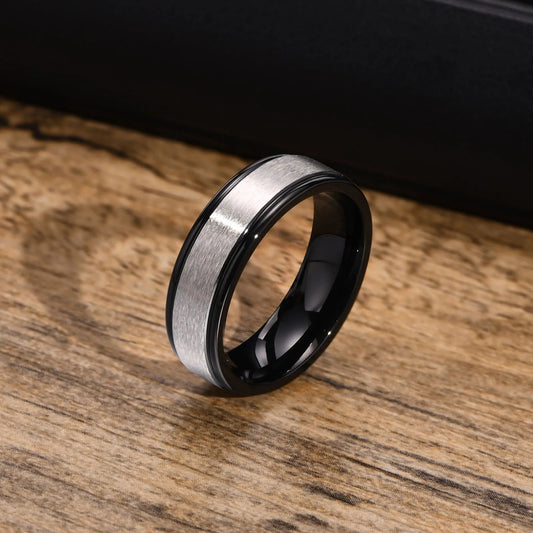 6mm Matte Surface Ring for Men Classic Stainless Steel