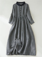 Patchwork Fashion Black White Plaid Autumn Dresses Office Lady Work Dress