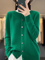 Fashion Women Cardigans Cashmere Sweater O-neck Long Sleeve Knitwear