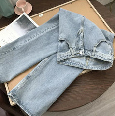 Black Wide Leg Jeans High Waist Baggy Denim Pants Fashion