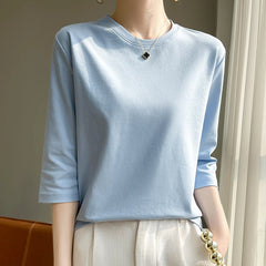 Short Sleeve T-Shirt Joker Cotton Cropped Sleeve Bottoming Shirt