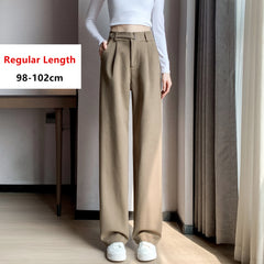 Thicken Woolen Casual Loose Full Length Chic Wide Leg Trousers