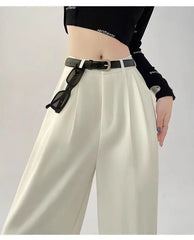 Women's Pants Casual High Waist Loose Straight Trousers