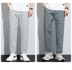 Ankle-Length Casual Pants Thin Business Straight Solid Color Trousers Plus Size