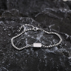 Box Chain Bracelets for Men Stainless Steel Geometric Square Tube