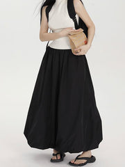 Skirt Women Fashion Streetwear Black Elastic Waist A-line Vintage