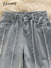 Fashion High Waisted Vintage Wide Leg Jeans Streetwear Casual Chic