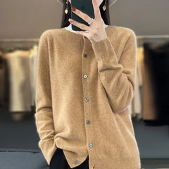 Fashion Women Cardigans Cashmere Sweater O-neck Long Sleeve Knitwear
