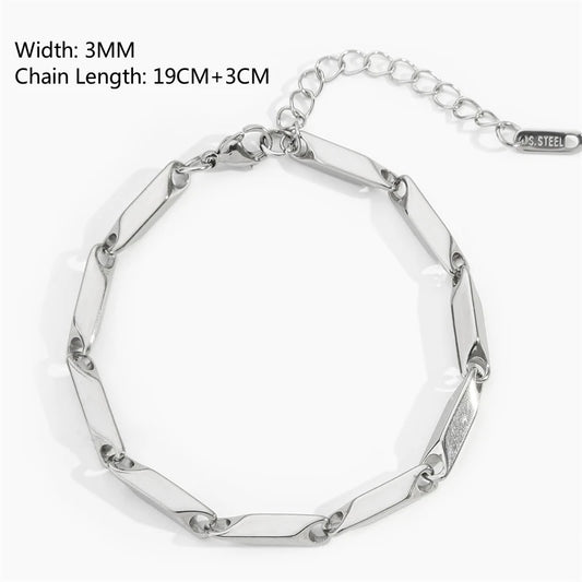 Double Chain Hollow Cross Pendant Stainless Steel Bracelet Fashion