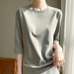 Short Sleeve T-Shirt Joker Cotton Cropped Sleeve Bottoming Shirt