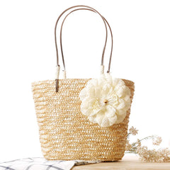 Summer Beach Bag Rattan Woven Handmade Knitted Straw Large Capacity Totes