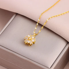 Fashion Gold Plated Lucky Rotatable Series Pendant Necklaces