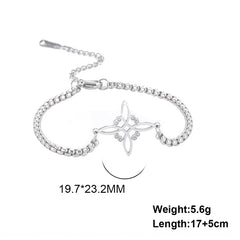 Double Chain Hollow Cross Pendant Stainless Steel Bracelet Fashion