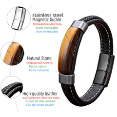 Bracelets Men's Jewelry Braided Leather Handmade Bangles