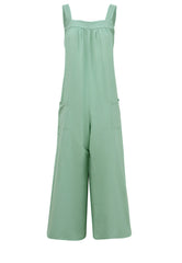 Vintage Backless Solid Jumpsuits Bohemia Oversize Wide Leg Pants