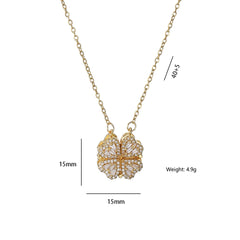 Fashion Retro Lucky Four Leaf Clover Necklace Gothic Love Heart Pendant