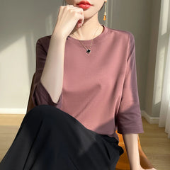 Short Sleeve T-Shirt Joker Cotton Cropped Sleeve Bottoming Shirt