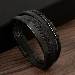 Multilayer Stainless Steel Insert Bracelet Viking Leather Bracelets