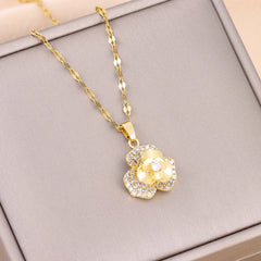 Fashion Gold Plated Lucky Rotatable Series Pendant Necklaces
