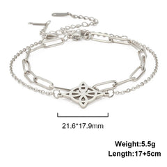 Double Chain Hollow Cross Pendant Stainless Steel Bracelet Fashion
