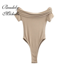 Summer Bodysuit Cuff Short-sleeved High Waist Jumpsuits