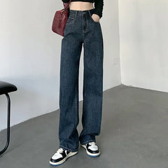 High Waisted Jeans Y2K Fashion Straight Leg Denim Pants