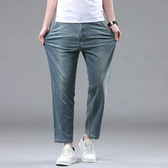 denim Ankle-Length Pants classic style Stretch fabric straight jeans