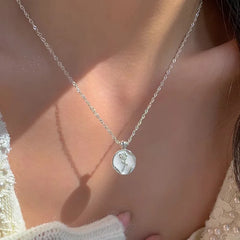 Trendy Fashion 925 Silver Pearl Simple Elegant Thin Chain Pendant Necklace