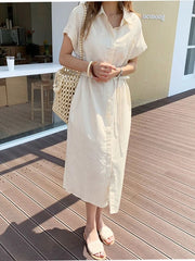 Shirt Long Vintage Maxi Party Oversize Casual Dress