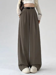 Women's Pants Casual High Waist Loose Straight Trousers