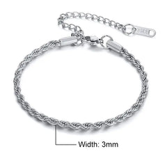 Stainless Steel Bracelet For Men 16cm Rope Chain