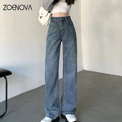 High Waisted Jeans Y2K Fashion Straight Leg Denim Pants