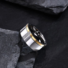 CZ Stones Row Wedding Rings Stainless Steel Finger Band