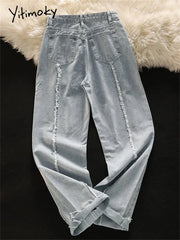 Fashion High Waisted Vintage Wide Leg Jeans Streetwear Casual Chic