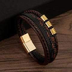 Multilayer Stainless Steel Insert Bracelet Viking Leather Bracelets
