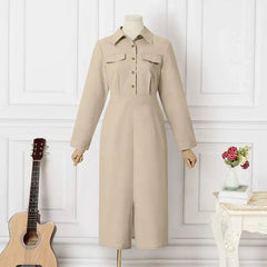 Office Dress Women Summer Long Sleeve Long Shirt Sundress