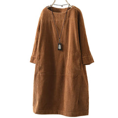Corduroy Retro Casual Women's Mini Dress