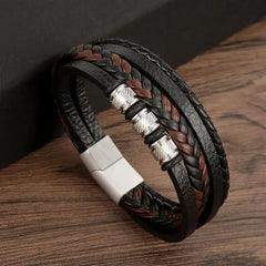 Multilayer Stainless Steel Insert Bracelet Viking Leather Bracelets