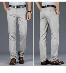 Summer Ultra-thin Men's Business Casual Pants High-waist Straight Elastic
