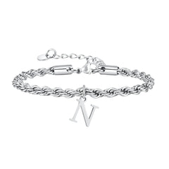 Men Twisted Rope Silver Color Link Chain Bracelets