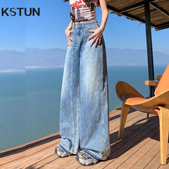 Baggy Jeans For Women Wide Leg Pants Blue Loose High Waist