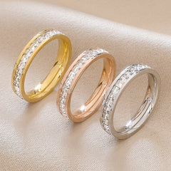 Unisex 4mm Stainless Steel Statement Cubic Zircon Rings