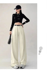 Women's Pants Casual High Waist Loose Straight Trousers