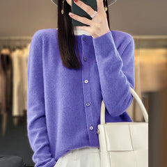 Fashion Women Cardigans Cashmere Sweater O-neck Long Sleeve Knitwear